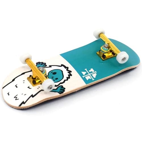 Teak Tuning 32mm Pro Fingerboard Heat Transfer Graphic Complete - Fully Assembled with Pro Level Parts - Pro Shaped Wood Deck (34x97mm), UltraSpin Wheels, Prodigy Trucks - Teal Yeti thumbnail 2