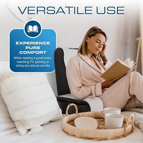 Kölbs Reading Pillow, Full Support Comfort Solid Foam, Back Cushion for Bed Sitting Up TV Book Gaming - Back Support Backrest Use on Mattress or Sofa (Grey/White, Tall) thumbnail 6