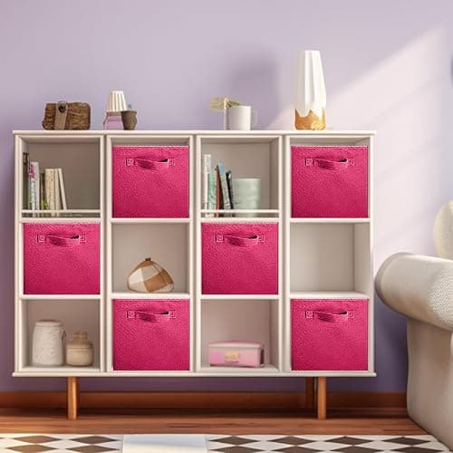 ShellKingdom Storage Bins, Foldable Fabric Storage Cubes And Cloth Organizer Drawer For Closet And Toys, 2 Pack (Fuchsia) | Storage Organizer For Closet And Toys, 10.5x10.5x11 INCH, 2 Pack (Fuchsia) thumbnail 2