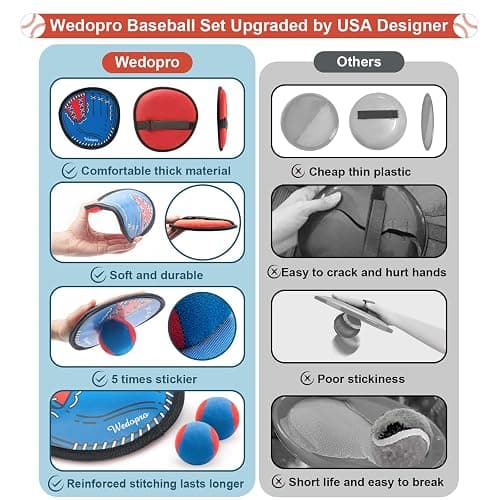 Toss and Catch Ball Game, Kids Toddler Baseball Glove & Catch Ball Toys, Kids Outdoor Games for Family, Toys for Beach Yard Outside, Birthday Christmas Gift for Ages 3 4 5 6 7 8-12 Year Old Boys Girl thumbnail 3