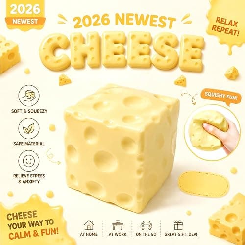 Crunchy Cheese Squishy Asmr Bead Filled, Slow Rising Stress Relief Ball | for Adult Stress Anxiety Relief, Gift for Birthday Party Favors 1pc thumbnail 2