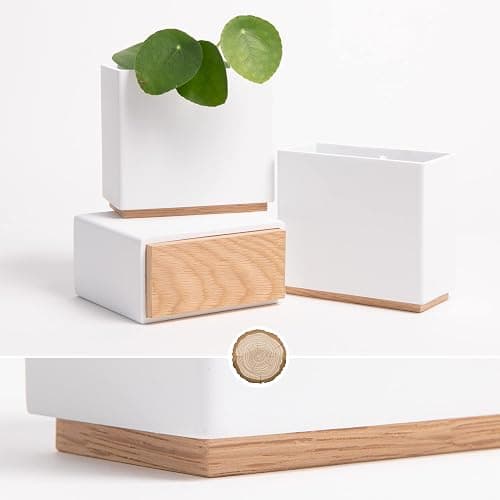 Kazai. Wandvasen -Alma- | Moderne Hängende Blumentöpfe für die Wand | 3-teiliges Übertopf-Set aus hochwertigem Resin für Zimmerpflanzen, Kunstpflanzen, Blumen u.m. | Weiss thumbnail 4