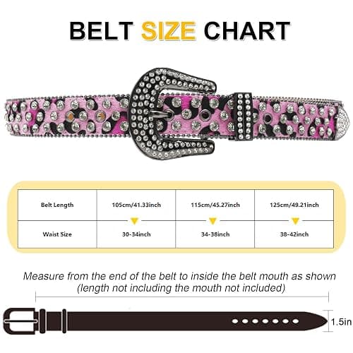 EVERBLTING Rhinestone Belt Leopard Print Bling Belts Men Women Leopard Rhinestone Belt Western Cowgirl BB Belts Y2k thumbnail 6