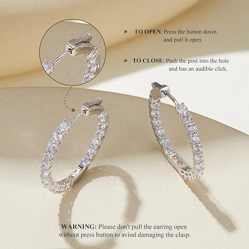 Gold Hoop Earrings for Women 14K Gold Plated Cubic Zirconia Hoop Earrings for Women 30mm Diamond Hoop Earrings Valentine's Day Mother's Day Birthday Jewelry Gift for Women thumbnail 5