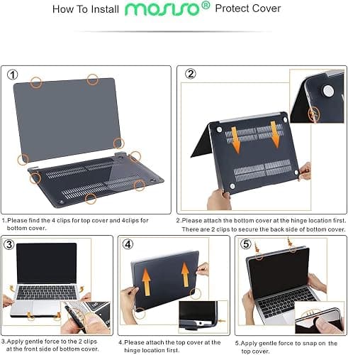 MOSISO Compatible with MacBook Air 13 inch Case 2022 2021 2020 2019 2018 Release A2337 M1 A2179 A1932 Touch ID, Plastic Hard Shell Cover&Keyboard Cover for MacBook Air 13.3 inch Case, Peach Fuzz thumbnail 3