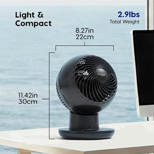 IRIS USA WOOZOO Air Circulator Fan with Remote, Oscillating Table Fan, 8 Speeds, 82ft Max Air Distance, 65° Tilt, Ultra Quiet DC Motor, Small Desk Fan for Bedroom, Office, Dorm, Black thumbnail 2