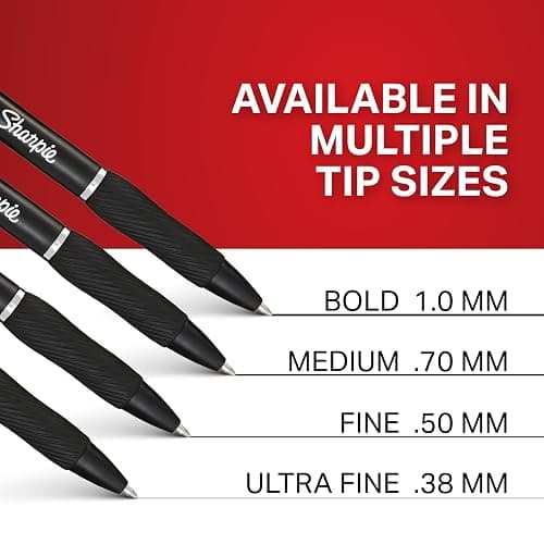 Sharpie S-Gel Gel Pens, Black Barrel, Medium Point (0.7mm), Black Gel Ink Pens, 12 Count - Home, Office, School, Journaling, Writing, Note-Taking, Teacher Supplies thumbnail 6