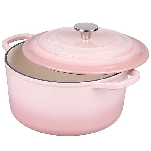 VORRINGARD Enameled Cast Iron Dutch Oven Pot with Lid, for Sourdough Bread Baking, Round Dutch Ovens, 4.5 Quart, Pink thumbnail 4