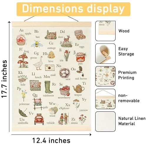 BirtDerr Woodland Nursery Decorations, Forest Nursery Decor, Boy Room Wall Decor, Jungle Decoration For Kids, strawberry, cottage, montessori, abc, school, homeschool thumbnail 2