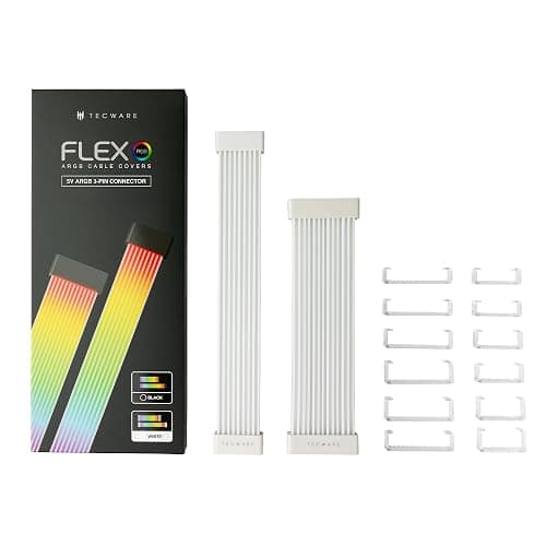 TECWARE Flex RGB Cable Cover Kit | Compatible with 24-Pin Motherboard and 8-Pin/16-Pin GPU | ARGB PSU Cable Extension with 5V 3-Pin Sync | RGB Lighting Kit for PC Cables | White thumbnail 7