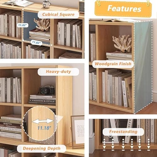 NELYE 8 Cube Organizer Bookcase - Fabric Storage Bins Container, Open Shelf Simple Compartments Bookshelf, White thumbnail 3