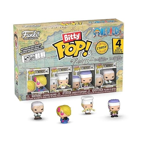 Funko Bitty Pop! One Piece - Sanji, Zeff, Kreig, and A Surprise Mystery Mini Figure - 0.9 Inch (2.2 Cm) Collectable - Stackable Display Shelf Included - Gift Idea - Party Bags Stocking - Cake Topper - Image 1