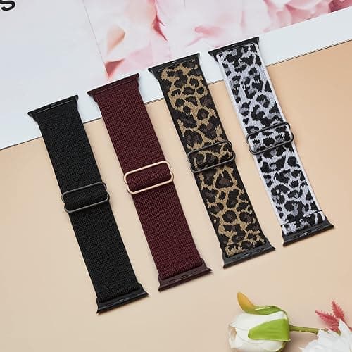4 Pack Stretchy Solo Loop Compatible with Apple Watch Bands 38mm 40mm 41mm 42mm 44mm 45mm 46mm 49mm Women Men, Sport Nylon Elastic Straps Wristbands for iWatch Series 11 10 9 8 7 6 5 4 11 Ultra/SE 3 2 thumbnail 8