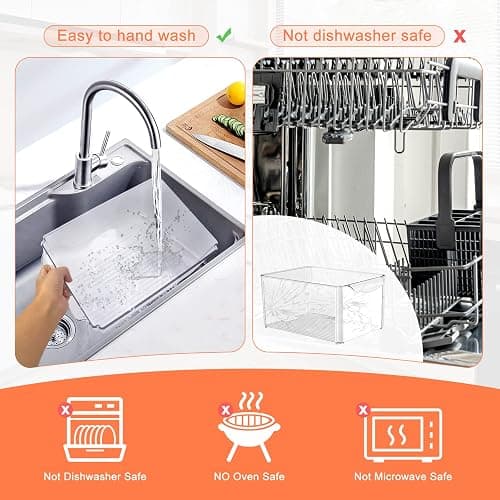 MXTIMWAN Lot de 7 Organiseur Frigo Cusine, Boîte de Bac Rangement Frigo Transparent avec Poignée, Organisateur Frigo De Placards Empilable avec Couvercle pour Le réfrigérateur, Cuisine, Armoires thumbnail 3