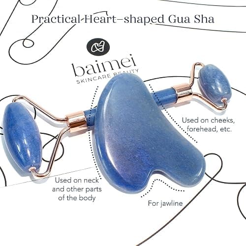 BAIMEI IcyMe Jade Face Roller & Gua Sha, Facial Beauty Roller Skin Care Tools, Self Care Gift for Men Women, Massager for Face, Eyes, Neck, Relieve Fine Lines and Wrinkles - Blue thumbnail 4