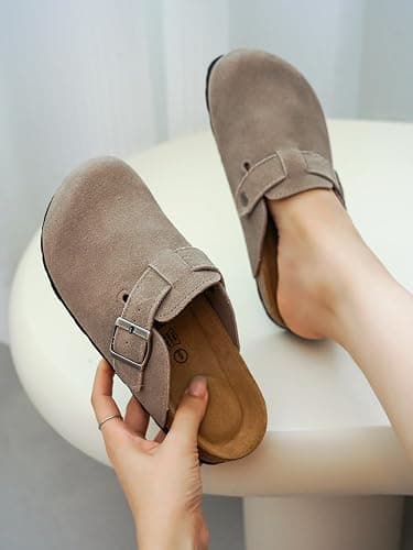 Project Cloud Genuine Leather Footbed Clogs for Women - Memory Foam Arch Support Slippers for Women - Trendy Slip-ons Women's Mules & Clogs Sandals (Benton) thumbnail 2