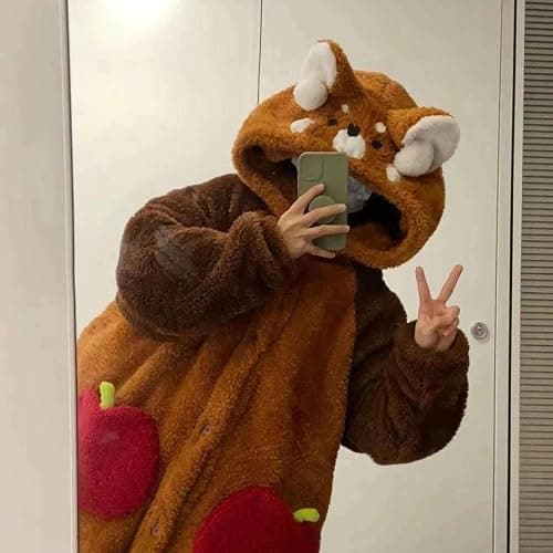 Unisex Adult Animal Pajamas,Plush Cute Animal Onesie Pajamas Christmas Cosplay Homewear Sleepwear Jumpsuit thumbnail 4