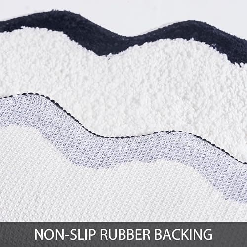 DyeFury Luxury Cute Bathroom Runner Rugs, White Bath Mat W/Black Scalloped Edge, Microfiber Aesthetic Trendy Funky Fun Preppy Rug, Extra Soft Bathroom Mat Non-Slip for Tub, Shower, 47'' x 20'' thumbnail 4