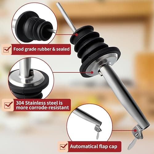 BIMUYI Glass Olive Oil Bottle Dispenser Set, 500ml Vinegar Dispenser Bottles, Kitchen Olive Oil Decanter Containers with Stainless Steel Funnel, 3 Spouts, 3 Plugs, Pack of 3 thumbnail 5
