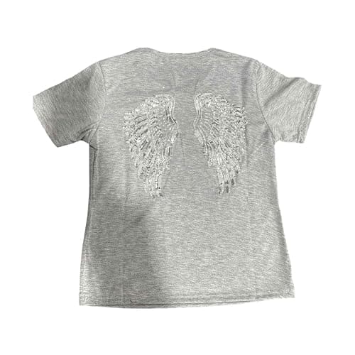Angel Shirts Women Sequin Wing Y2k Shirt Slim Fit Round Neck Tshirt Cotton Soft Stretchy Trendy Basic Tops Streetwear thumbnail 4