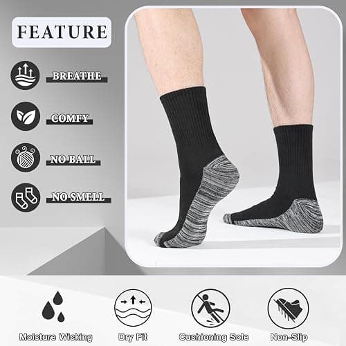 GEPAPE 20 Pairs Unisex Cotton Moisture Wicking Cushioned Comfortable Crew Workout Hiking Socks for Sport Running thumbnail 4