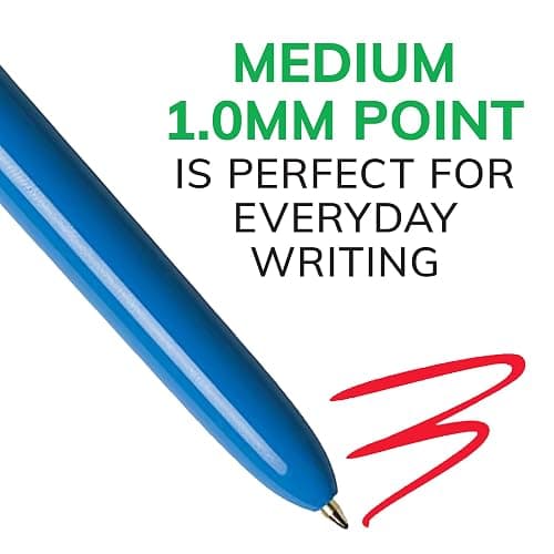 BIC 4-Color Retractable Ballpoint Pens with 1.0 mm Medium Point and Assorted Ink Colors, 12-Count Pack thumbnail 6