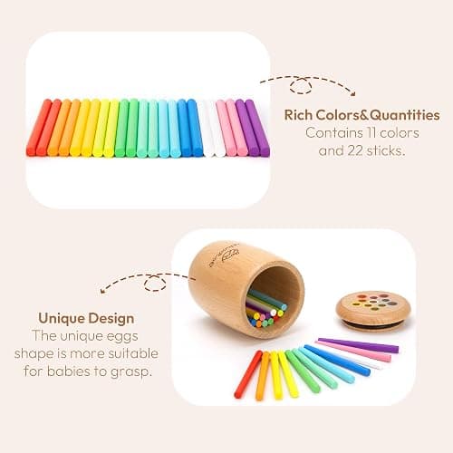 Woodtoe Montessori Color Sorting Toy, 11 Colors Montessori Sticks for 1 2 3 Year Old, Wooden Sensory Toys for Toddler, Fine Motor Skills, Preschool Learning Birthday Christmas Toys for Boys and Girls thumbnail 5