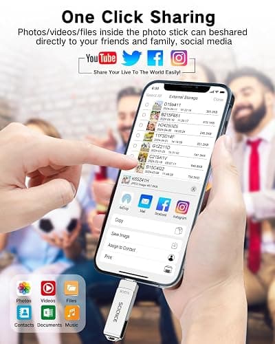 SCICNCE 512GB Flash Drive Intended for iPhone, USB Memory Photo Stick Storage for Photos Videos, Plug and Play No Application Required, Compatible with iPhone iPad Android and Computers (Metal Silver) - 512GB - Metal Silver thumbnail 6
