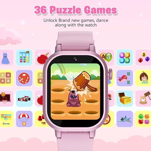 Wiszodet Kids Waterproof Smart Watch Girls Gift Age 3-12 with 39 Game HD Touch Screen Music Player Video Camera Pedometer Alarm Clock Birthday Gift for 6 7 8 9 Year Olds Pink thumbnail 3