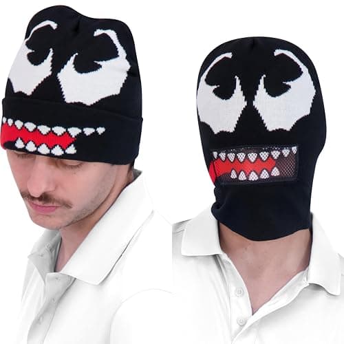 Marvel Venom Intarsia Roll Down Cuff Beanie Hat, Black, One Size - Image 1