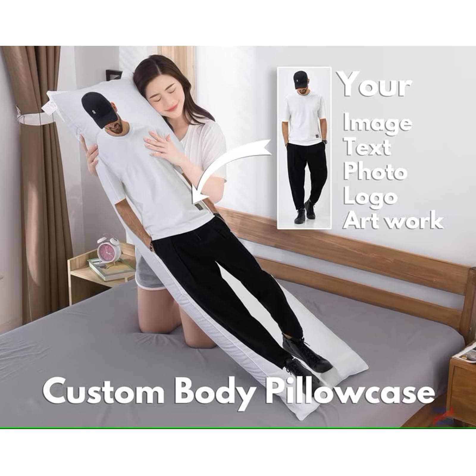 Custom Body Pillow Cover, Custom Photo Pillow Case, Personalized Throw Pillow Cover with Picture for Adults Christmas Keepsake thumbnail 2