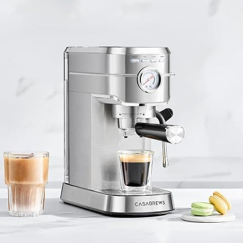 CASABREWS CM5418 Espresso Machine 20 Bar, Compact Espresso Maker with Steam Milk Frother, Stainless Steel Coffee Machine with 34oz Removable Water Tank for Cappuccino, Gift for Women or Men, Silver thumbnail 2