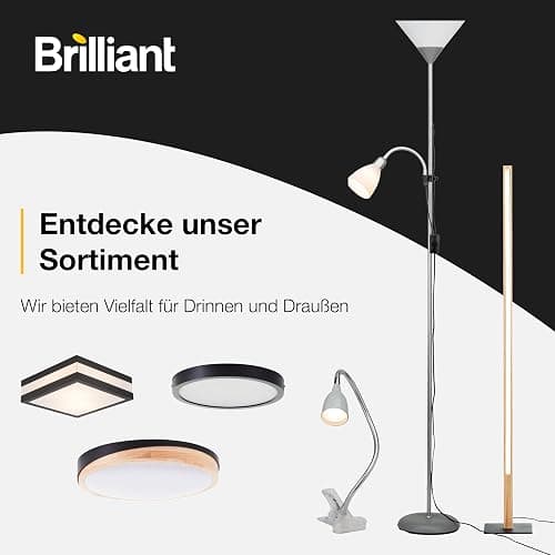 Brilliant RGB-LED Stehlampe | 150 cm Höhe | dimmbare Standleuchte mit Musiksensor & Fernbedienung & RGB-Frontlight | max. 125 lm | integiertes LED | aus Aluminium/Kunststoff in Weiß thumbnail 9