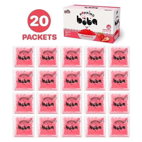 YULU FOODS Strawberry Popping Boba Pearls – Bursting Fruit Bubble Balls – 20 Pack Single-Serve Snacks – Ready to Eat, Less Mess Than Tub Boba, Kids Love It thumbnail 3