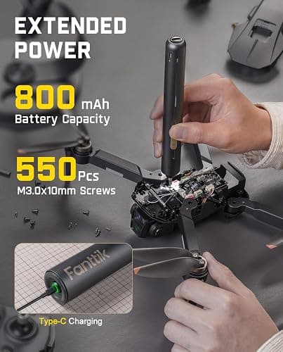 Fanttik E2 Ultra Mini Electric Screwdriver, Cordless Screwdriver, Max 0.6N.m, 50 Magnetic Bits, 5/32'' Hex, Magnetic Storage, Repair Tool for Electronics, Camera, Laptop, and PC Build (Grey) thumbnail 4