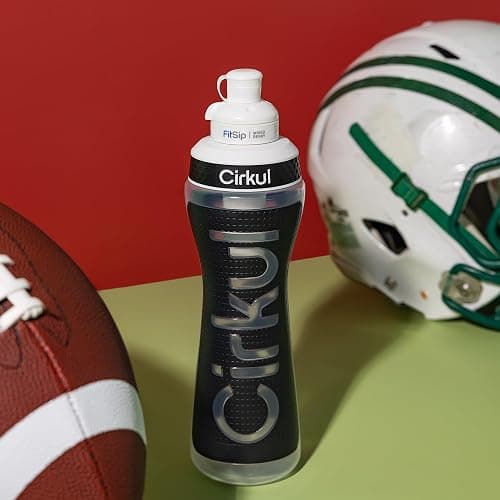 Cirkul 22oz. Black Plastic Grip Squeeze Water Bottle & Sport Lid, BPA-Free, Non-Slip Design for Gym, Biking & Sports with Flavor Cartridge Included (FitSip Mixed Berry) thumbnail 2
