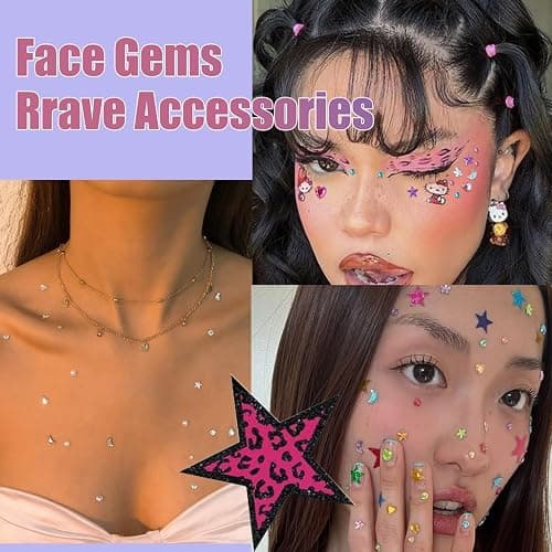 NOOEPC Self Adhesive Face Gems Stickers, Hair Gems Face Jewels Eye Jewels Rhinestones Festival Essentials Rave Accessories Rhinestone Stickers, Eye, Makeup for Kids,Women thumbnail 4