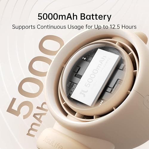 JISULIFE Baby Stroller Fan Portable, Small Battery Operated Fan, Car Seat Fan with 100 Speeds, Air Purify and Air Enhance Tech, Bladeless, Food-Grade Gifts Fan for Outdoor, Treadmill, Golf - Brown thumbnail 4