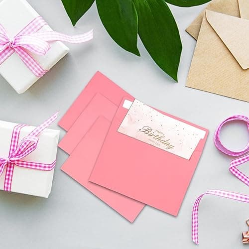 50Packs A4 Pink Envelopes 4x 6 Inch Card Envelopes,Self Seal for Weddings, Greeting Cards，Mailing， Invitations, Photos, Postcards - A4 - A4( Pink)50Pack thumbnail 7