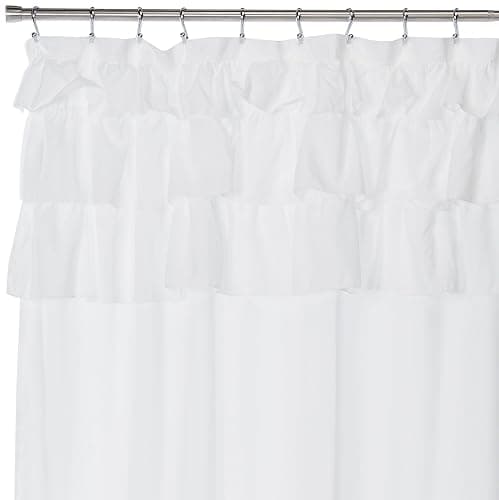Madison Park Grace White Shower Curtain,Solid Cottage Top Shower Curtains for Bathroom, 72 X 72, White thumbnail 4