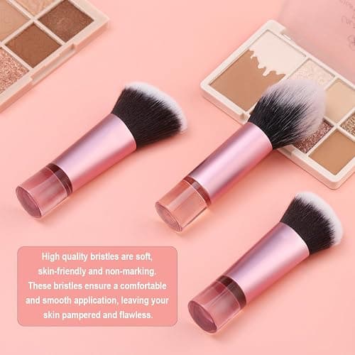 Yrarbil Foundation Contour Powder Brush Set, 3PCS Premium Travel Kabuki Makeup Brush for Blending Setting Buffing with Liquid, Powder and Cream thumbnail 6