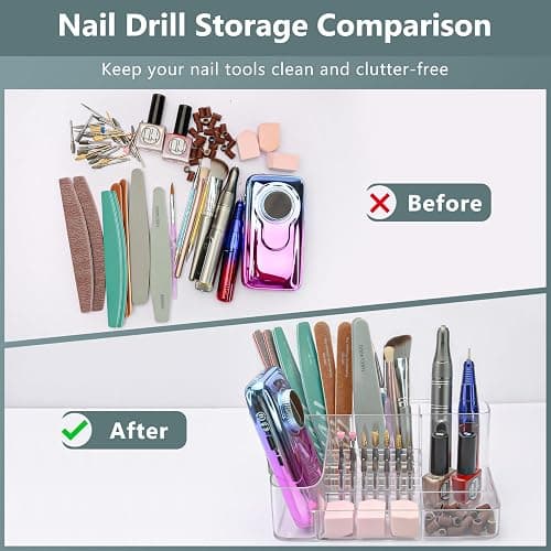 CGBE Nail Drill Holder, 28 Holes Transparent Acrylic Nail Drill Bits Holder, Professional Nail Tools Organizer and Storage Box Case thumbnail 3