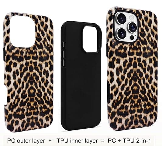 J.west Vintage Compatible with iPhone 16 Pro Max Case 6.9 inch with 2 Pack Tempered Glass Screen Protectors Cute Animal Leopard Hybrid Cover for Women Shockproof Protective Phone Cases thumbnail 4