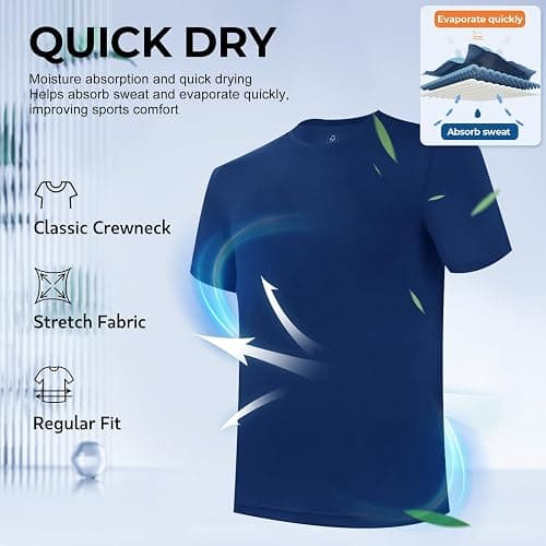BAMBOO COOL Men's Undershirt Moisture-Wicking T-Shirts Stretch Crewneck Soft Tees for Men,3 Pack thumbnail 3