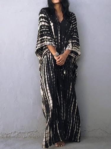 SMUDGE Life Kaftan Dresses for Women Plus Size Summer Beach Dress with Print and Swim Cover Ups thumbnail 3