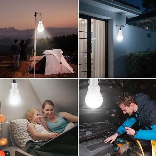 Ddlisu 3W Solar LED Shed Lights Portable USB Charge Shed Light with Battery Panel Remote Control, Solar Powered Led Light Bulb with Cable 3.5M, Suitable for Indoor and Outdoor Hiking Camping Tent thumbnail 8