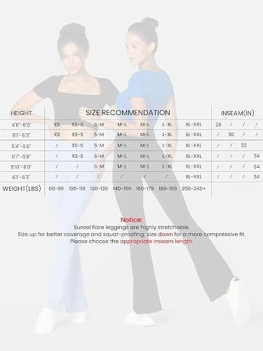Sunzel Womens Flare Leggings No Front Seam Flare Yoga Pants with Tummy Control Crossover High Waist - 28" / 30" / 32" / 34" thumbnail 5