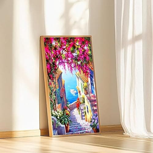 QIOUOL 5D Diamond Art Kits for Adults Beginners,Seaside Town DIY Painting with Round Full Drill Diamonds Painting Mosaic Gems Art for Home Office Wall Decor 12x16 Inch thumbnail 2