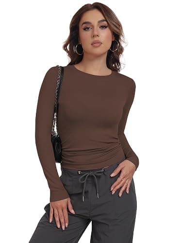 MLYENX 3 Pack Womens Long Sleeve Shirts Crew Neck Basic Stretchy Fitted Y2K Tops Going Out Fashion Clothes thumbnail 2