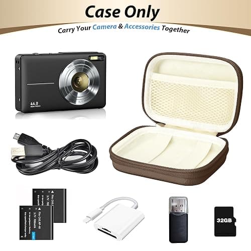 Linpr Digital Camera Case for CAMKORY, KODAK PIXPRO FZ45/FZ55, Canon IXUS 285 HS, Lecran, Small Travel Compact Camera Holder with Mesh Pocket for Accessories SD Card (Brown) thumbnail 4